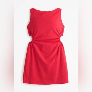 Abercrombie & Fitch Stretch Cotton Cutout Mini Dress in Red, Size Medium